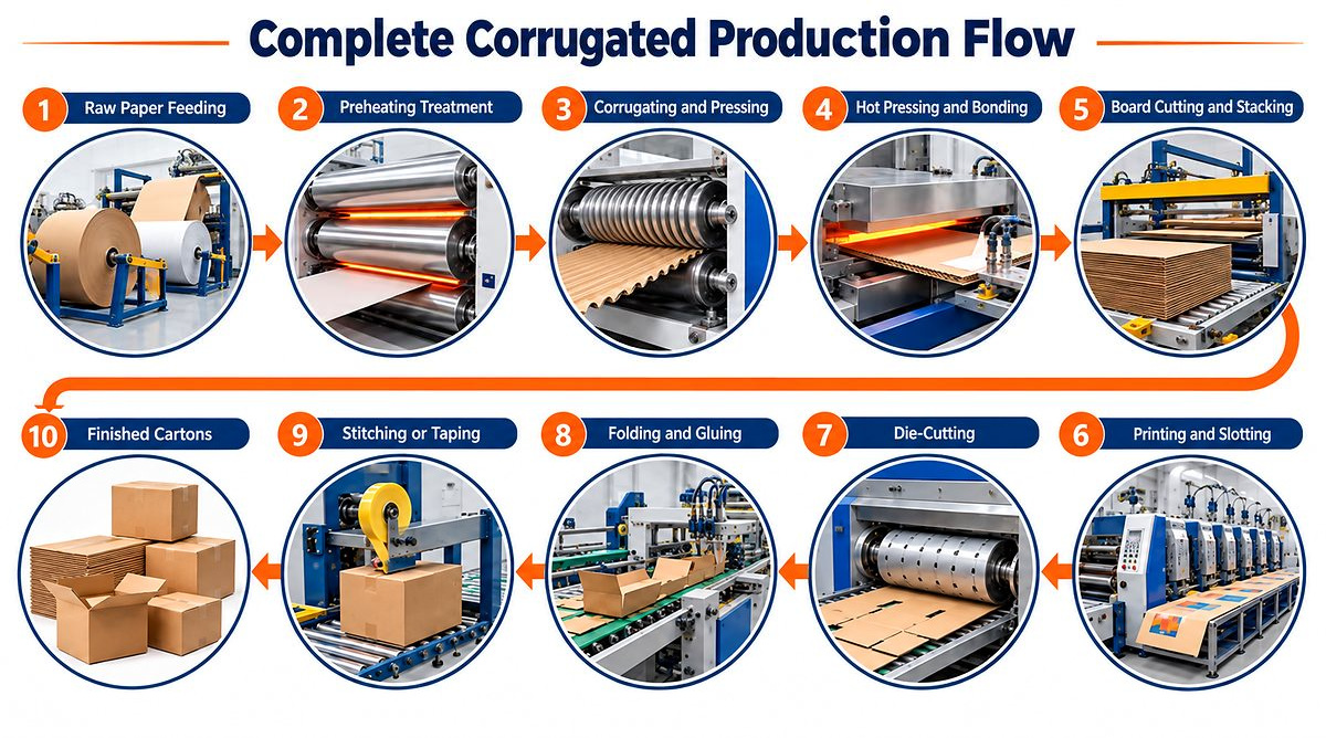 Complete corrugated production flow