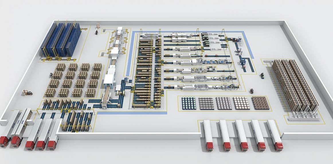 Corrugated packaging plant layout