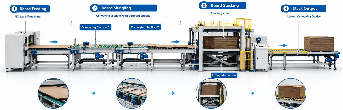 working principle diagram of automatic corrugated stacker