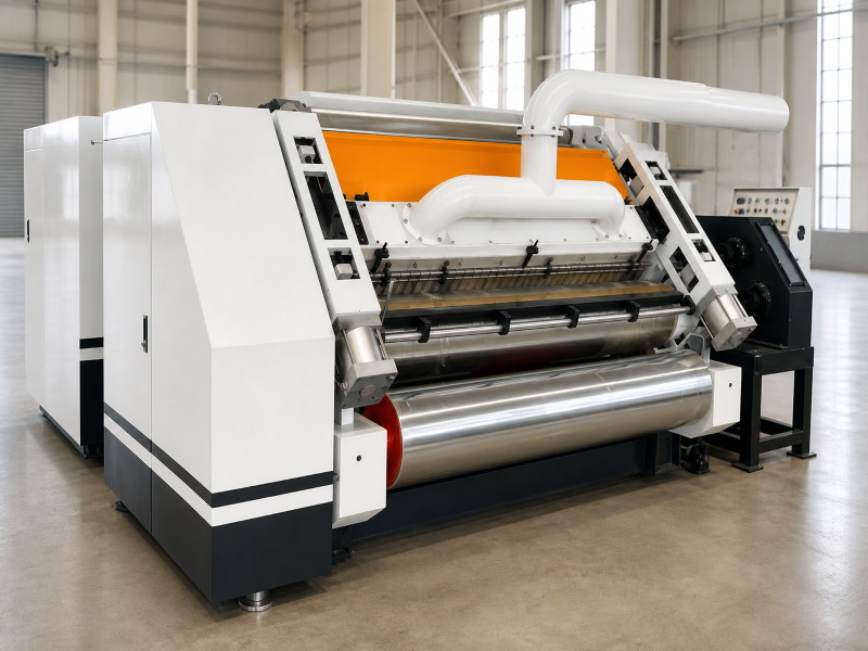 single facer corrugator equipment in a factory