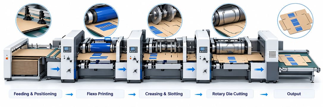 the flexo print slotter die cutter machine working principle