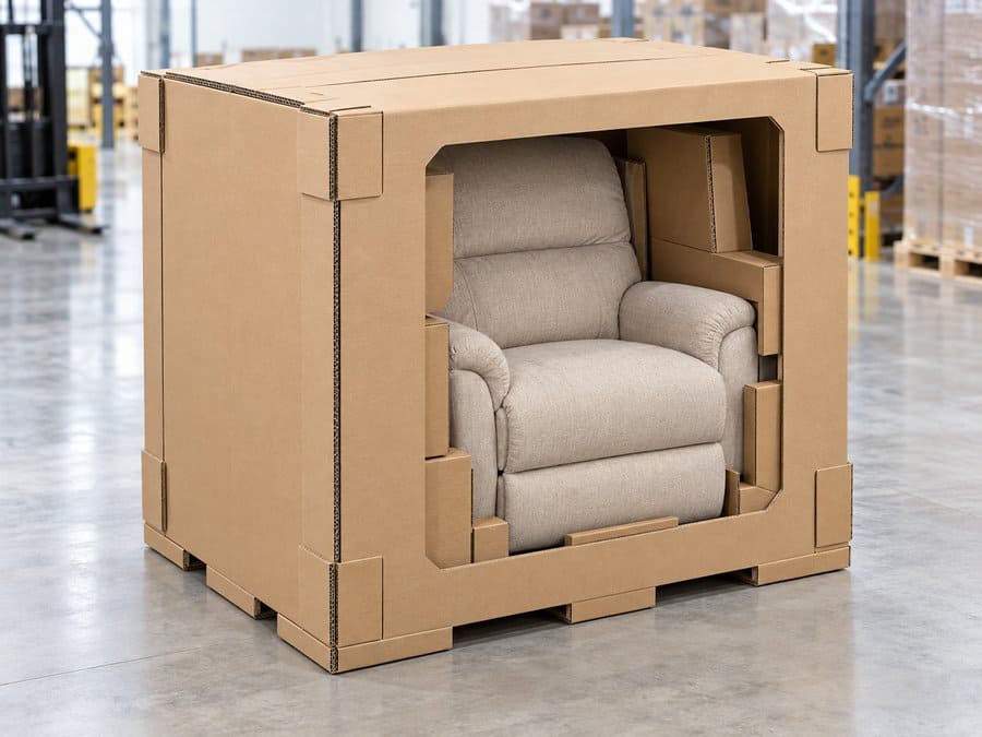 furniture corrugated packaging box made from 3-ply corrugated board.