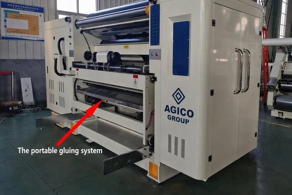 Independent portable gluing unit for single facer.