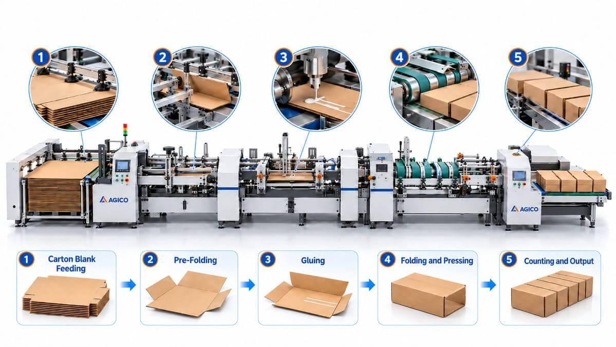 the corrugated box folder glue machine working principle drawing